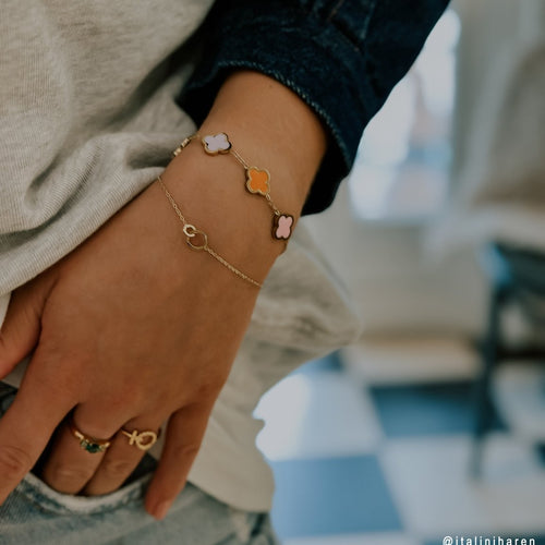 Multicolor Clover Bracelet – Gold